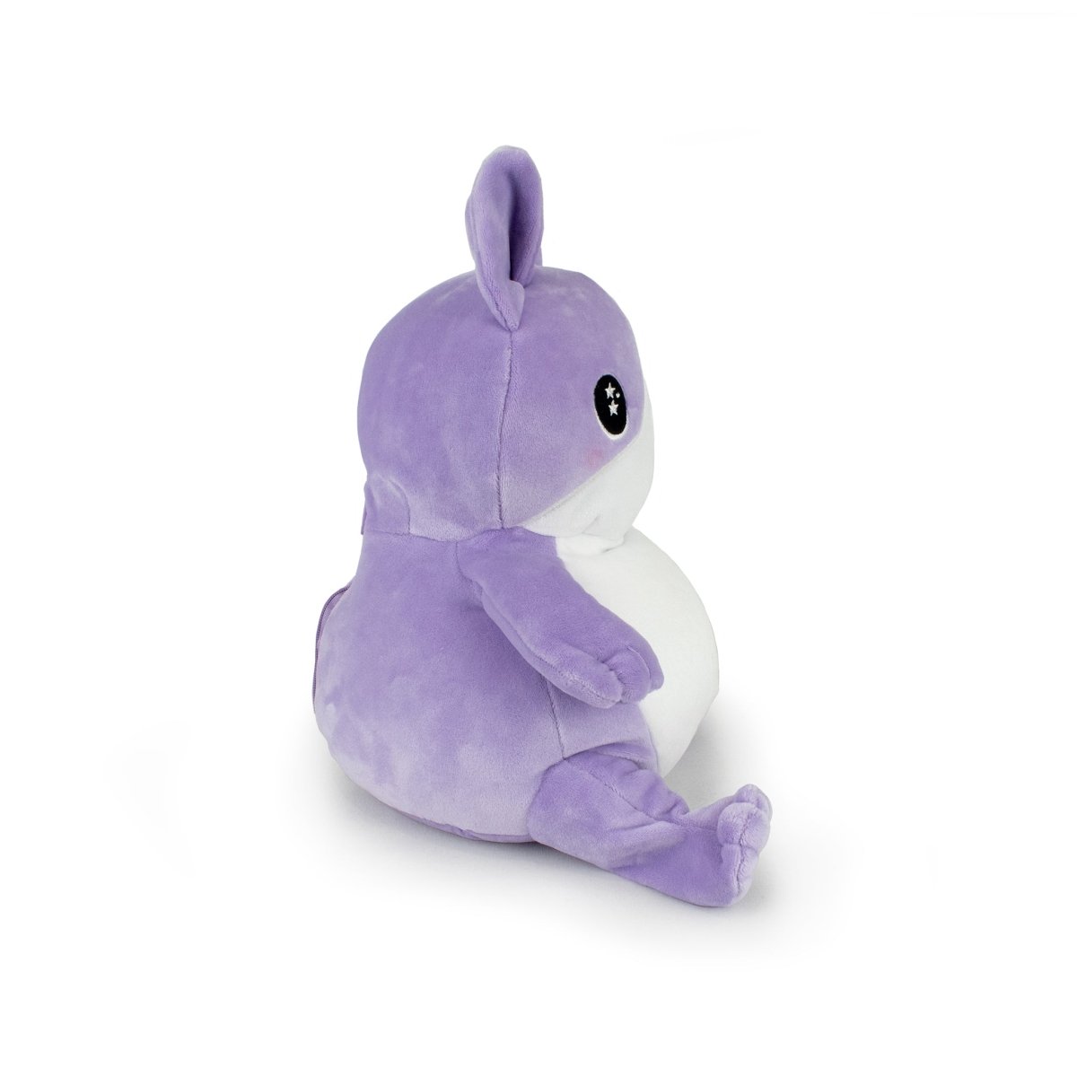 The Starlight Carrie 2-in-1 Travel U-Neck Pillow is a plush, purple and white bunny with big black eyes and floppy ears. Made from high-quality materials, it’s perfect for cuddling or as a cozy travel pillow.