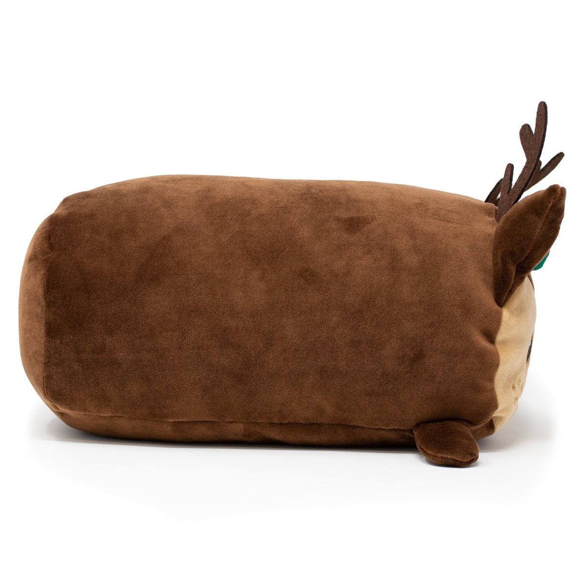 Mitzy the Reindeer Plushie is a soft, brown reindeer pillow with small antlers, a round body, and short legs—perfect for cozy cuddles and holiday cheer all season long.