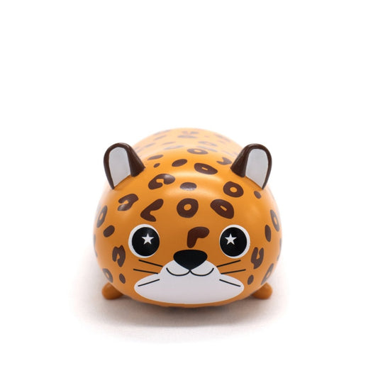 Spotty the Leopard Vinyl Collectible Figurine features a cute, round leopard with big eyes, small ears, and orange fur with dark spots, facing forward on a white background.