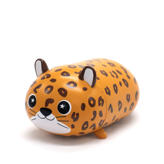 Spotty the Leopard Vinyl Collectible Figurine features orange fur with brown spots, a white face, black button-like eyes, and small ears—perfect for any collector.