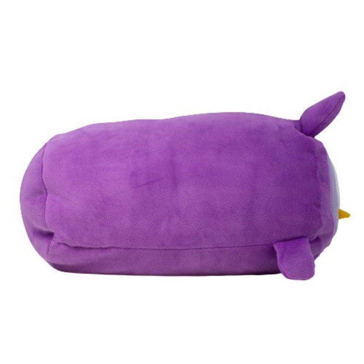 Archie the Owl Plushie is an oval, soft purple plush toy featuring small wings, a yellow beak, and a side ear or fin—perfect as a spooky pillow plush for Halloween!.