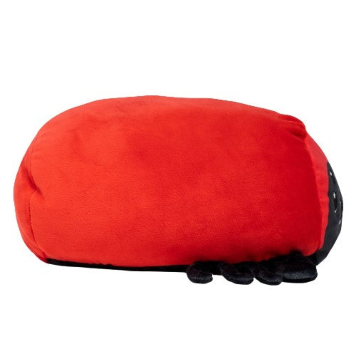A soft plush pillow shaped like Muffet the Spider, featuring black legs and a purple face, shown from the side on a white background—perfect as a cute Moosh-Moosh pillow or Halloween plushie.