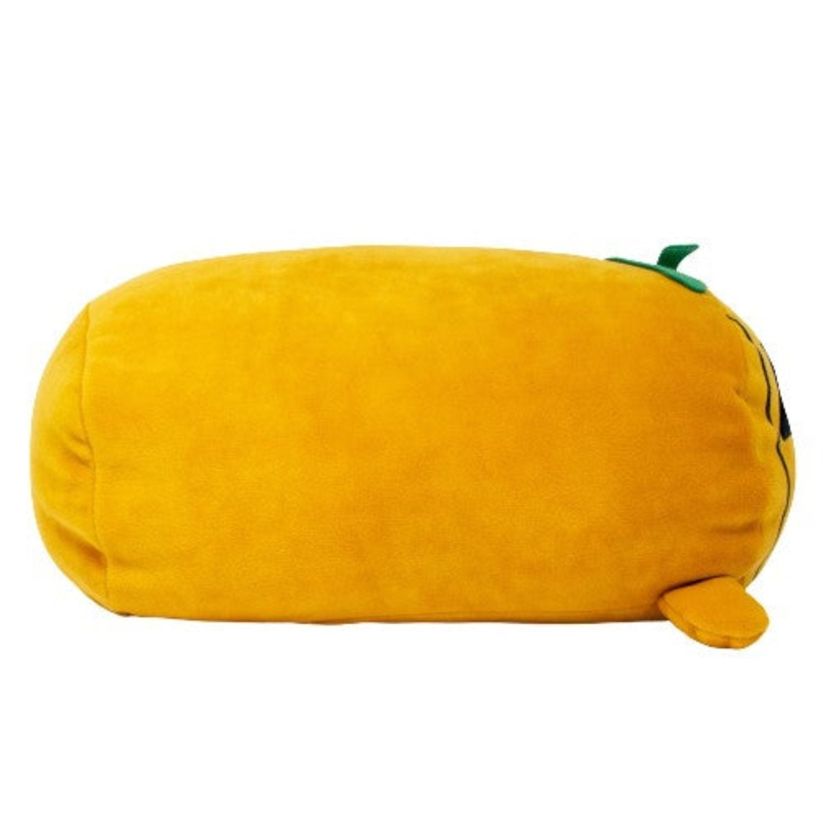 Vincent the Pumpkin Plushie is a cuddly yellow plush toy with a green leaf and stem, plus a tiny foot—perfect for your Halloween plush pillow collection.