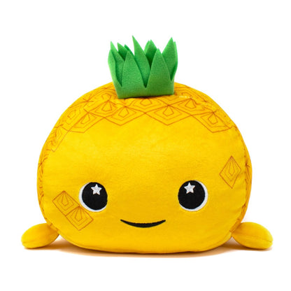 Front View - Yellow pineapple stuffed animal plushie with cute smile