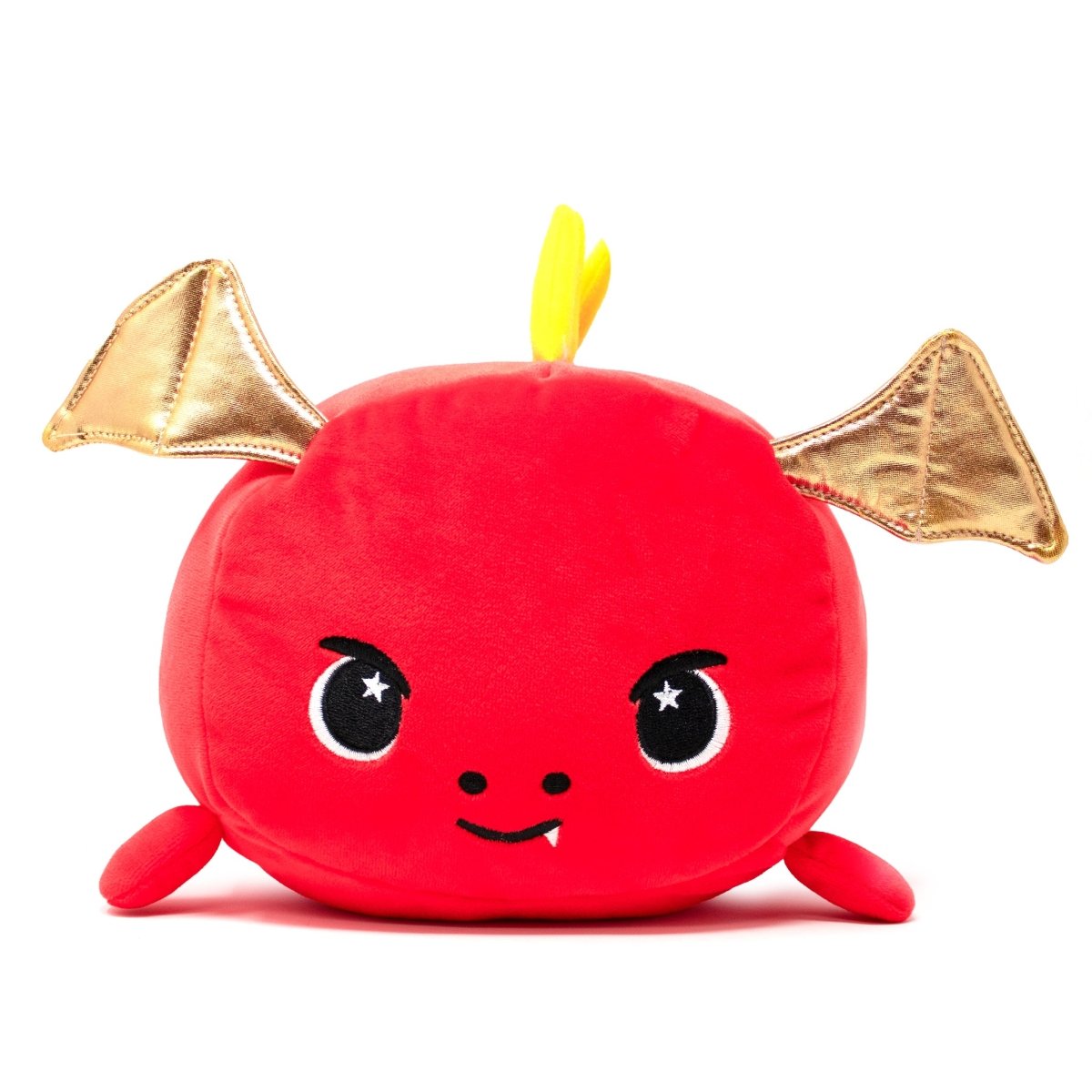 Front View - Red Dragon stuffed animal plushie with cute golden wings