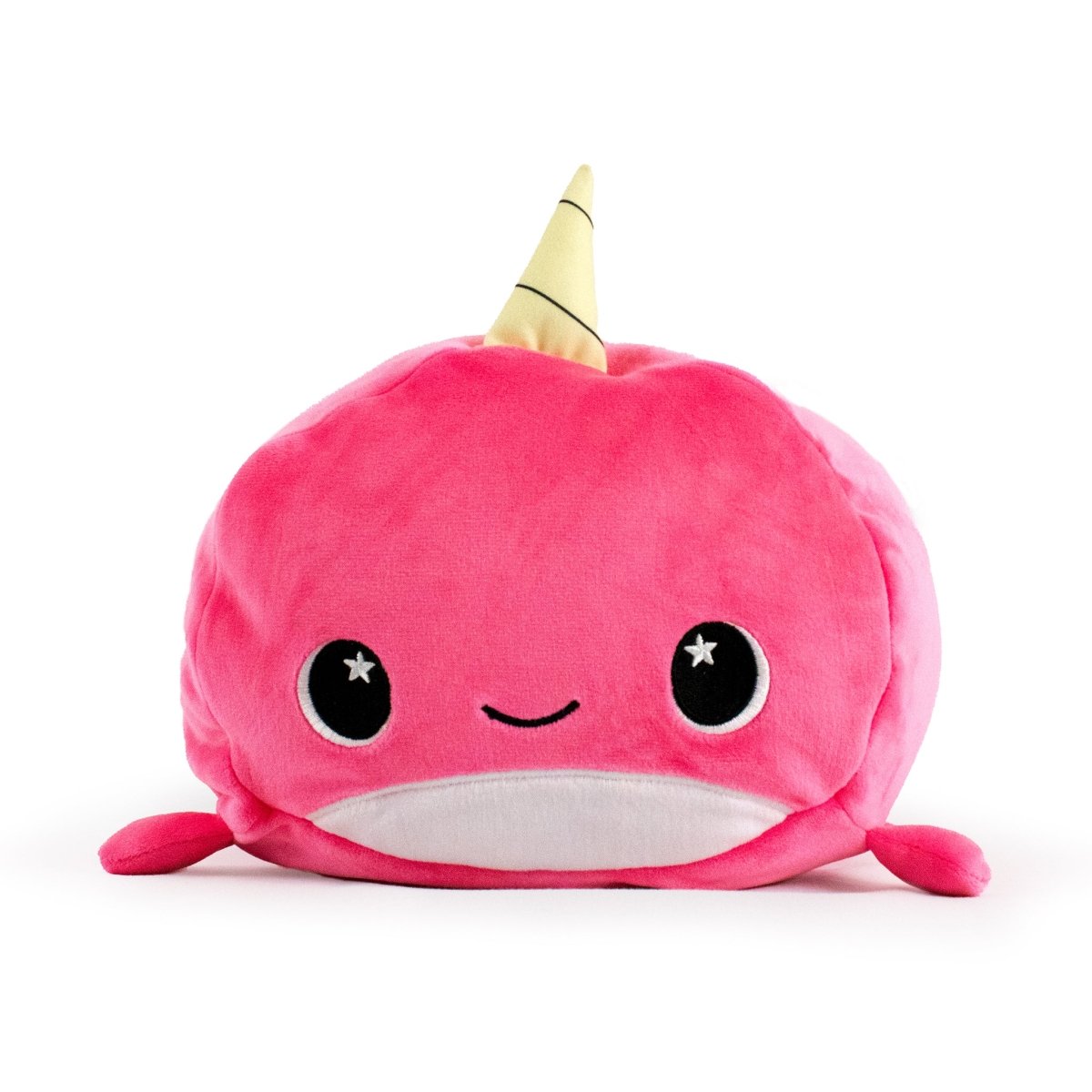 Front view - Pink bubblegum themed narwhal stuffed animal plushie