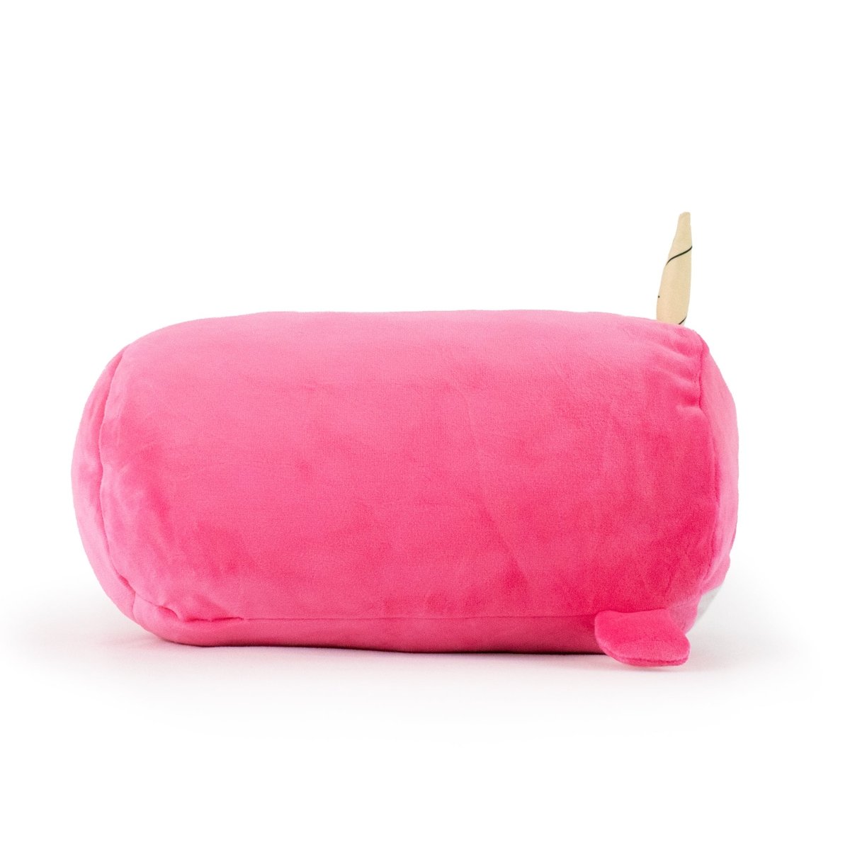 Side view - Pink bubblegum themed narwhal stuffed animal plushie