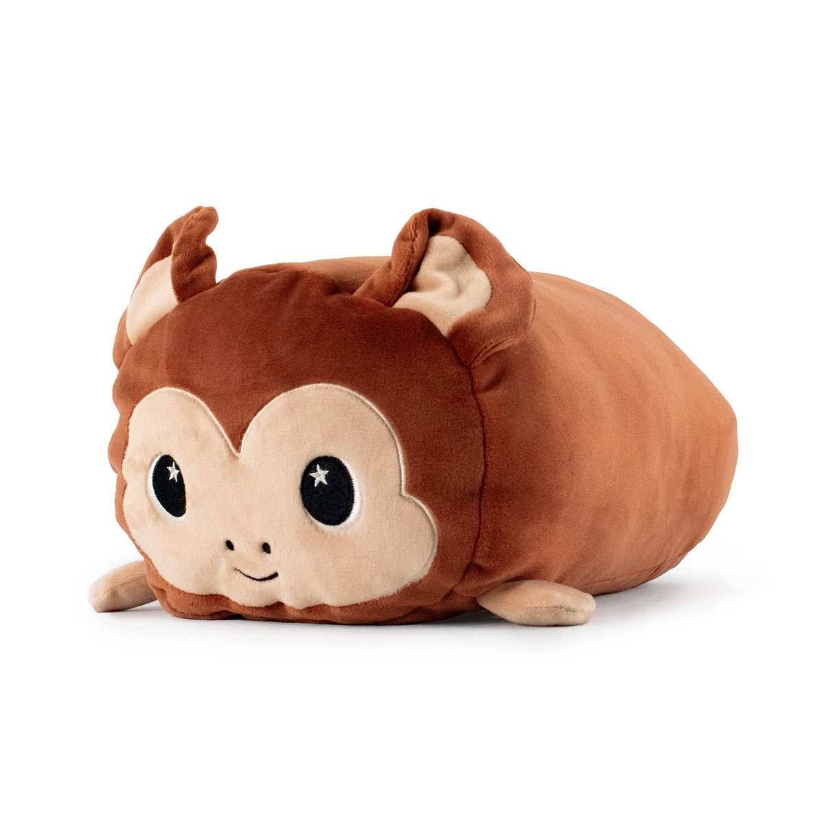 Brown little monkey soft plush pillow with star eyes and a cute cuddly face