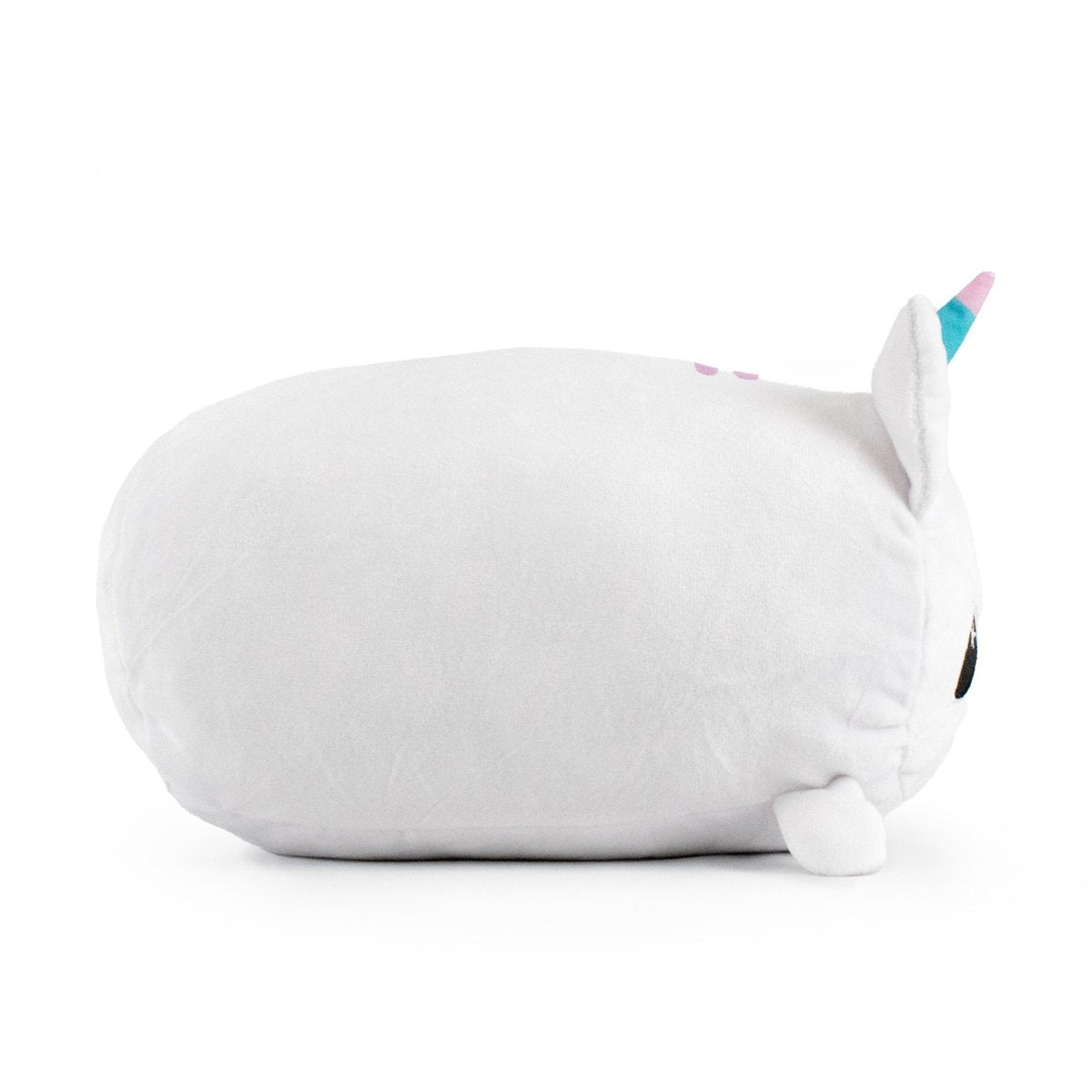 White caticorn soft plush stuffed animal pillow plushie for cuddling and sleeping