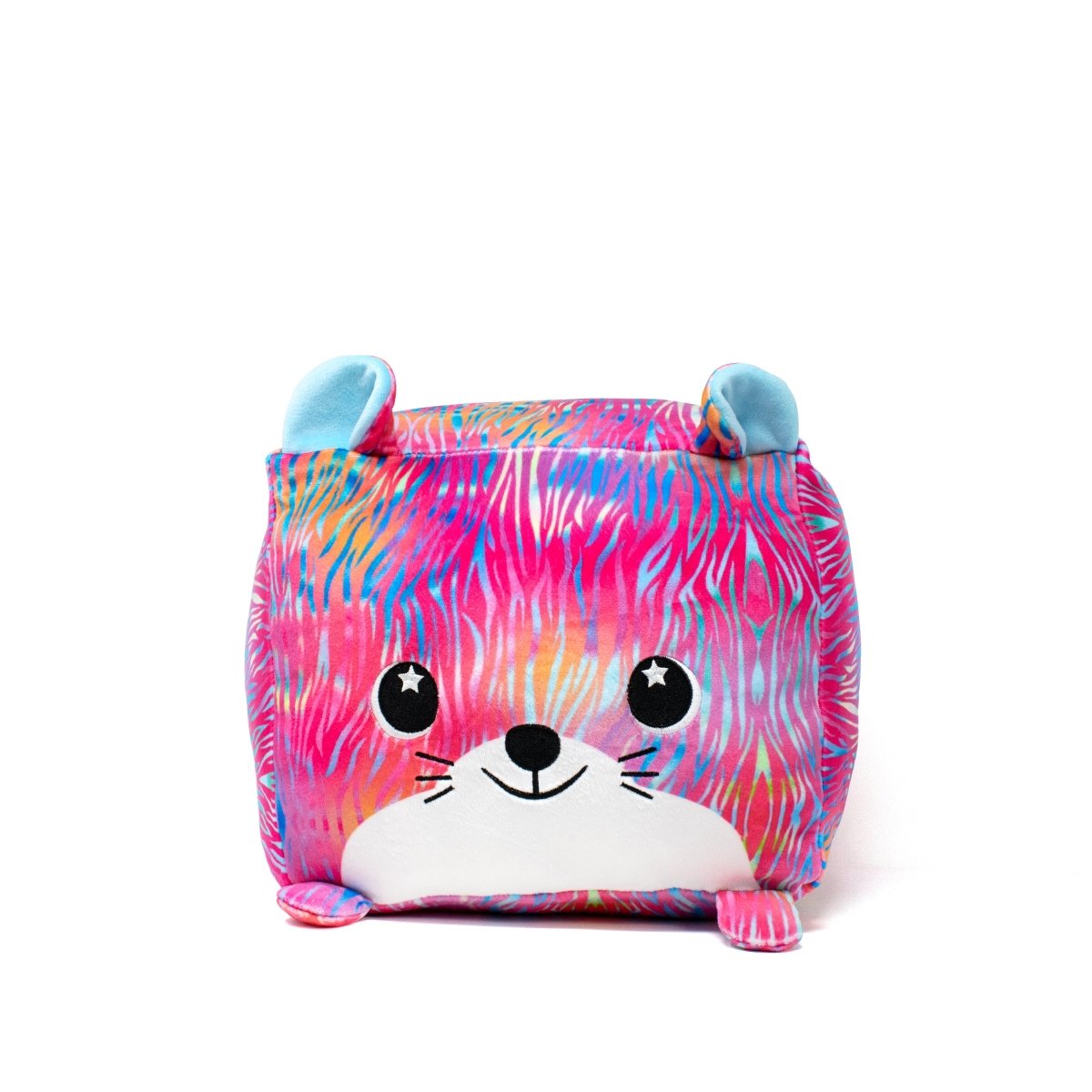 Diego the Tiger plush toy with vibrant rainbow fur and mischievous grin from Moosh-Moosh SQUARED² Collection.