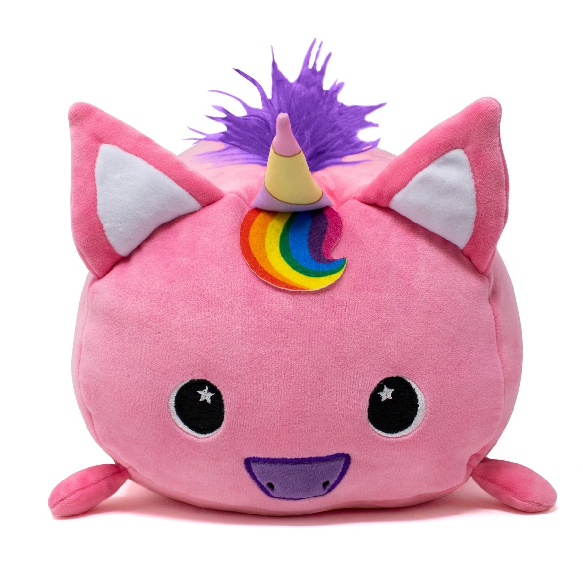 Pink Unicorn Stuffed Animal with Rainbow Hair