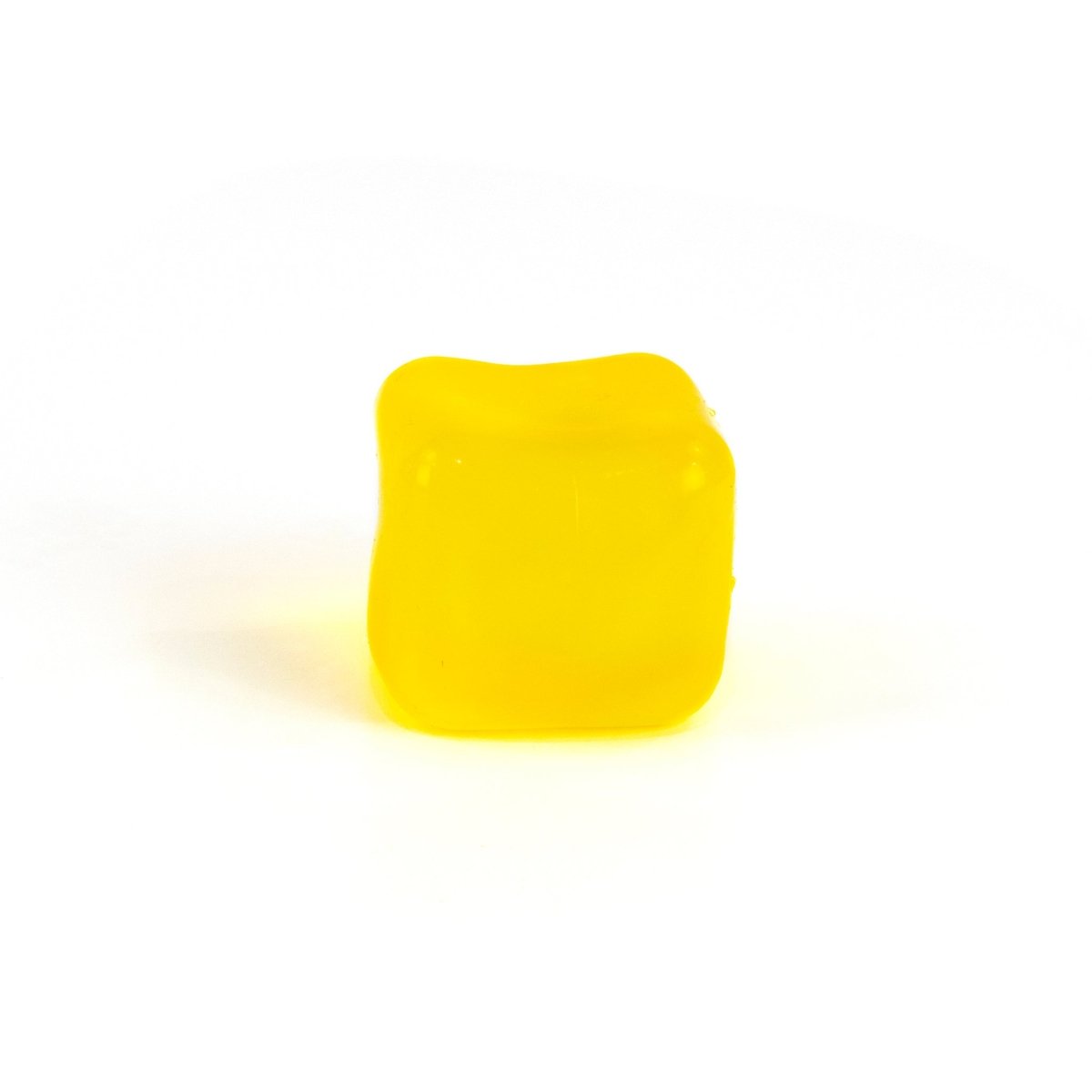 A single, bright yellow Bubblegum's Favorite Toy - Solid Sugah-mals Cube is centered on a white background.