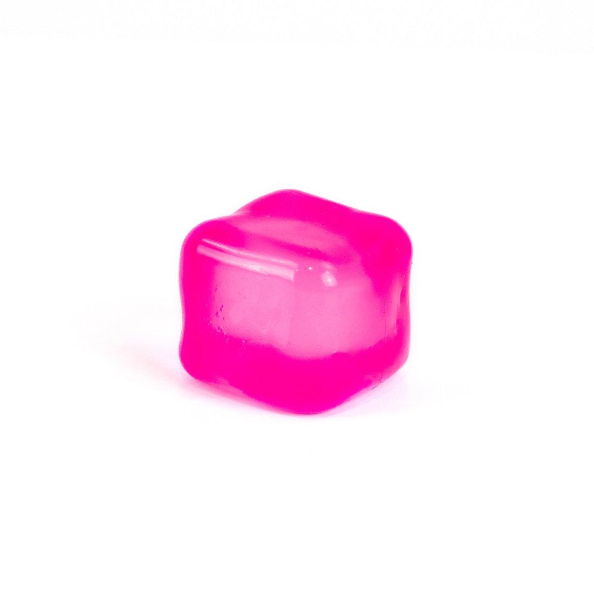 A single bright pink, translucent Solid Sugah-mals Cube from Bubblegum's Favorite Toy sits on a plain white background.