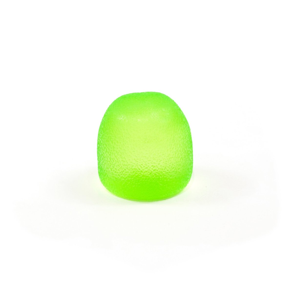 A single bright green Bubblegum's Favorite Toy - Sugah-mals Gumdrops, with a bumpy sugar-coated texture, sits on a plain white background, resembling a squishy cube stress relief toy.