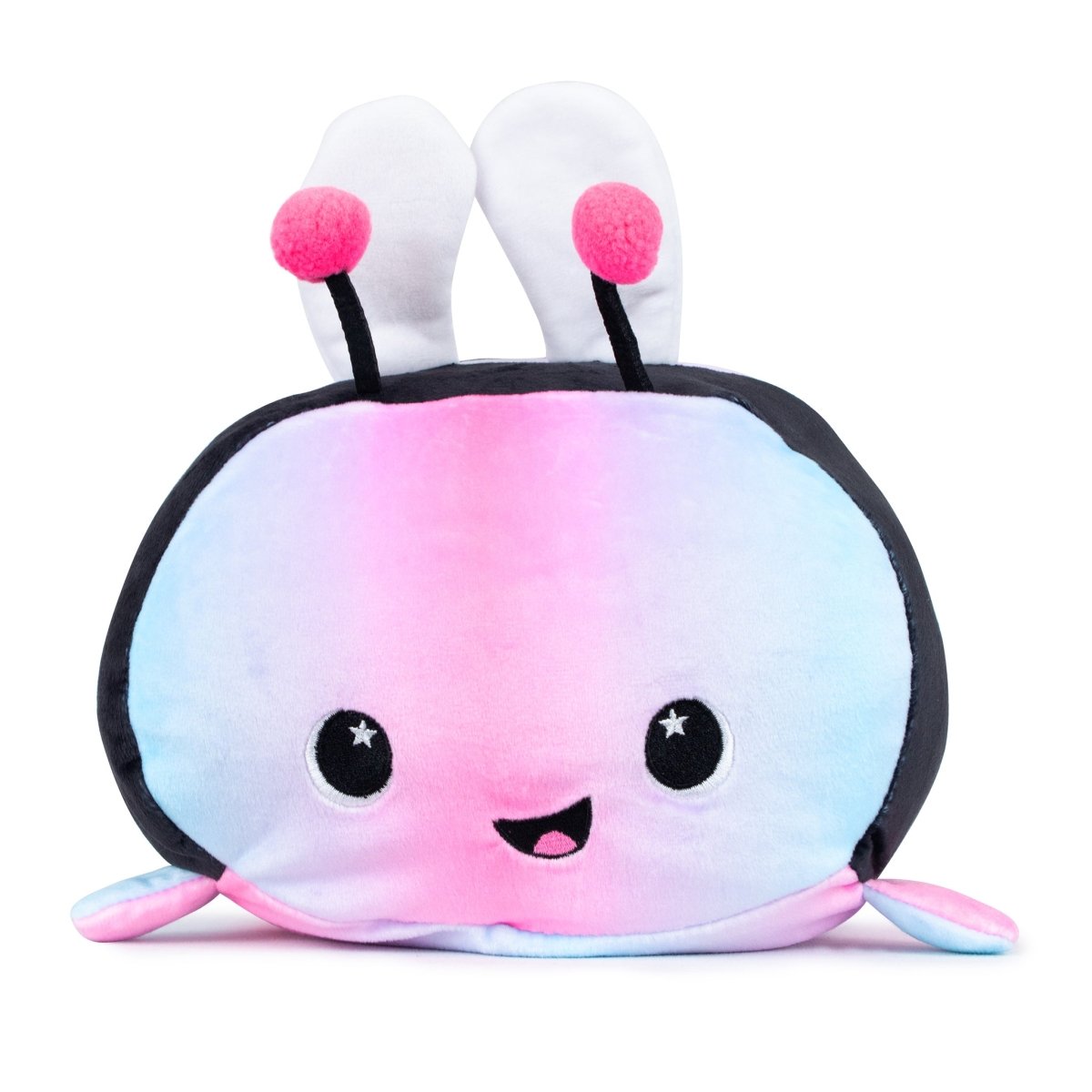 Introducing Melody the Bee Plushie, ideal for Easter Basket Buddies with her charming gradient pink, blue, and white body. Featuring fluffy pink-tipped antennae, delicate wings, sensory softness, and an adorable embroidered face, she's sure to spread smiles.