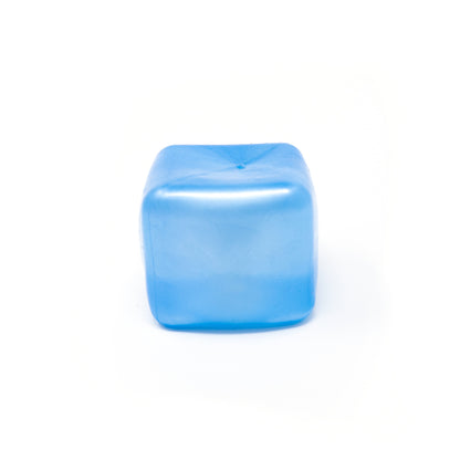 A single Bubblegum’s Favorite Toy - Sugah-mal Pearl Cube in blue, made of translucent plastic, sits on a white background.