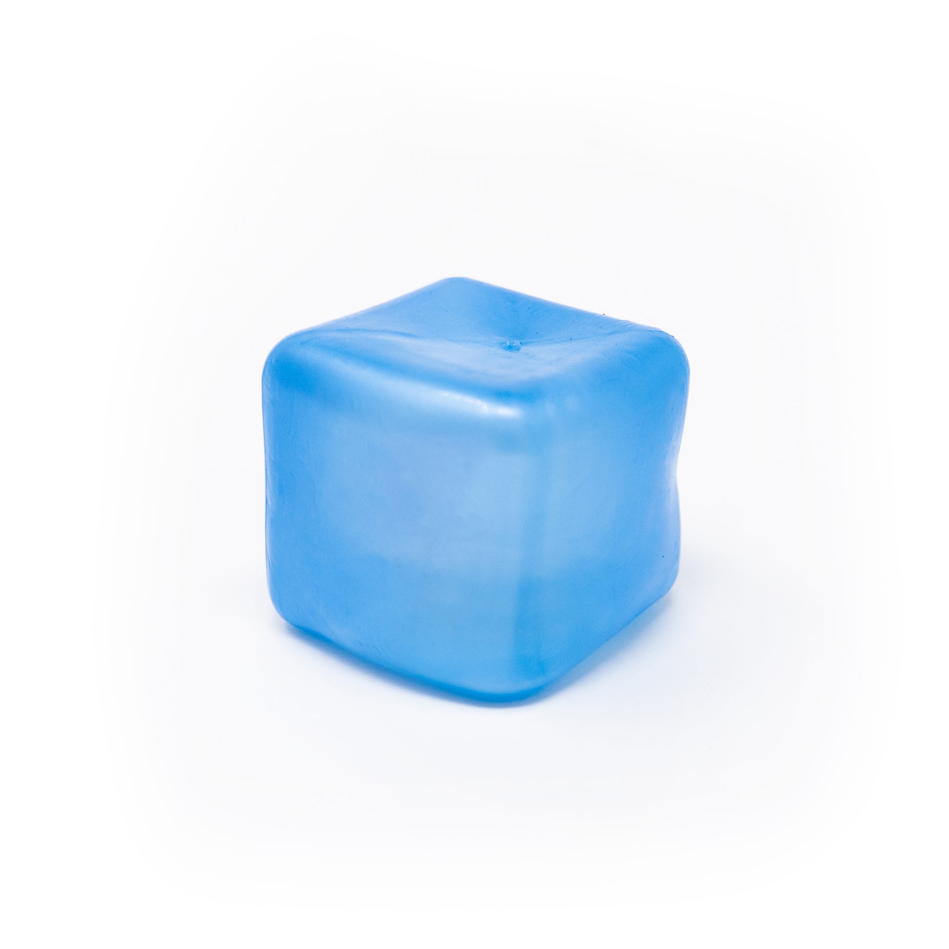 A single Sugah-mal Pearl Cube from Bubblegum’s Favorite Toy, featuring a blue plastic design with rounded edges, is displayed on a white background.