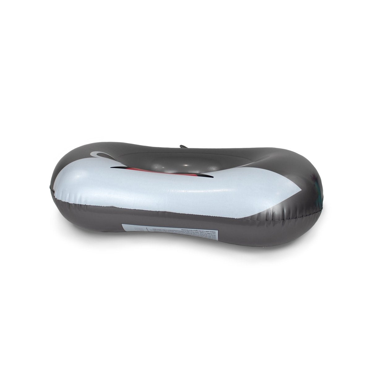 The Bubblegum 32" Inflatable Pool Float features a black and white whale design with a streamlined body and simple printed details, adding fun Moosh-Moosh style to your next pool party. Displayed against a white background.