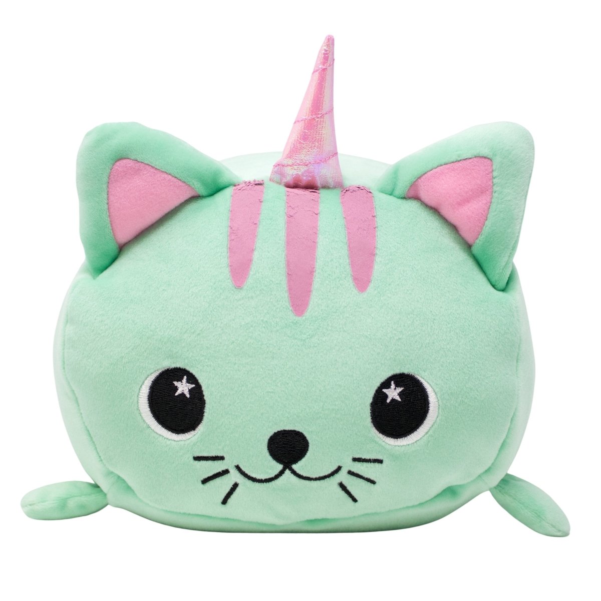 Mint Green Caticorn Stuffed Animal with Pink Horn and Ears