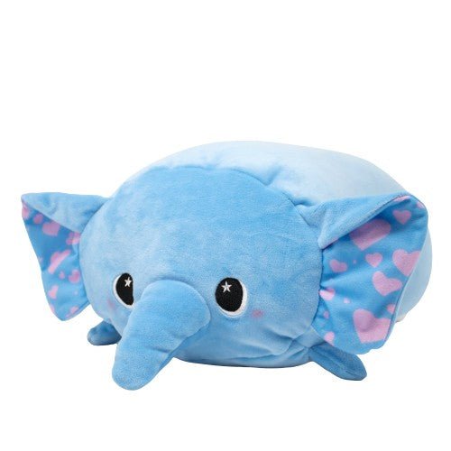 Blue Elephant Stuffed Animal with Pink Hearts in Ears
