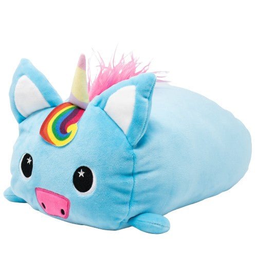 Blue Unicorn Stuffed Animal with Rainbow Hair