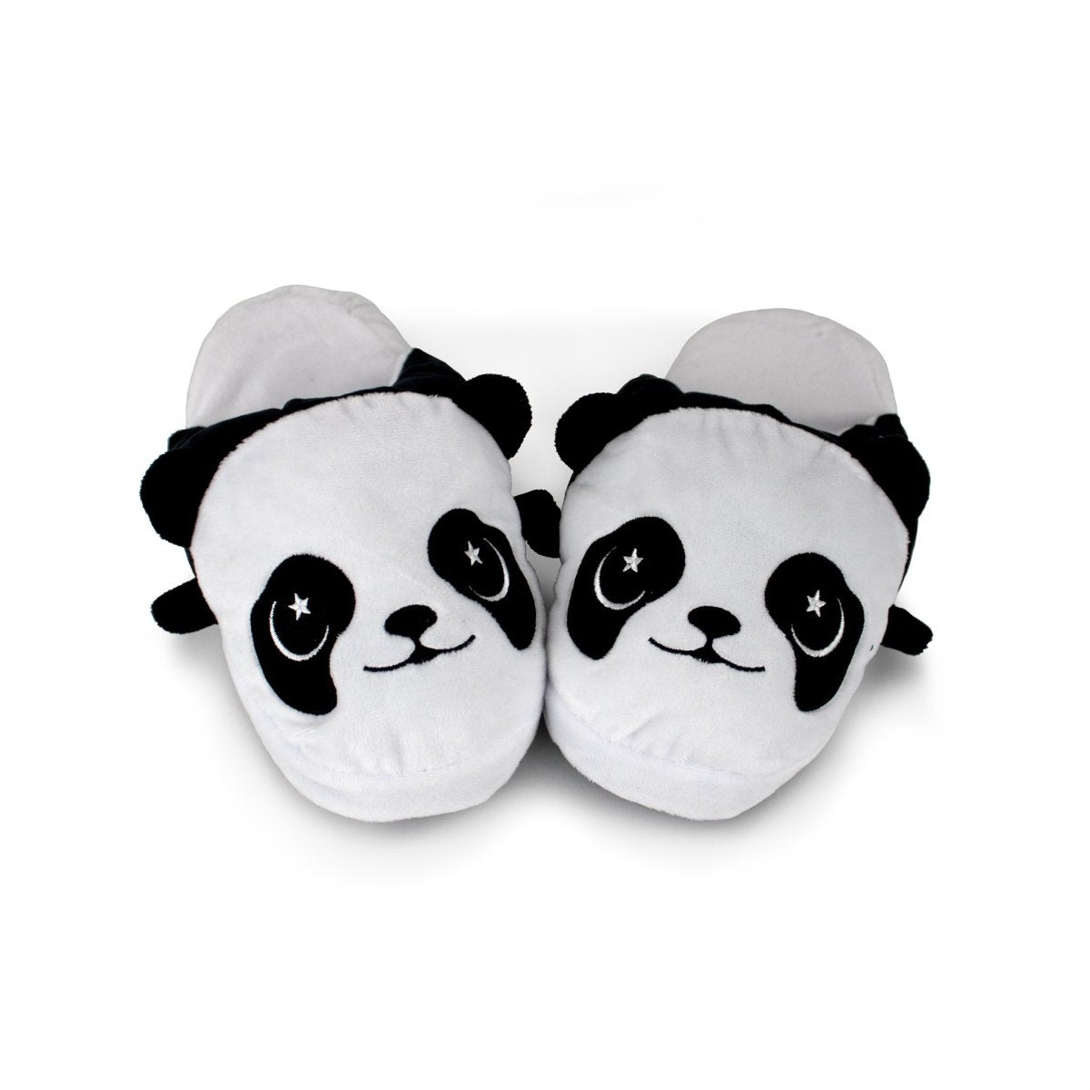Pandy the Panda Kids Slipper features smiling panda faces with round ears and embroidered eyes, shown side by side on a white background. These adorable non-slip house slippers are perfect for kids.