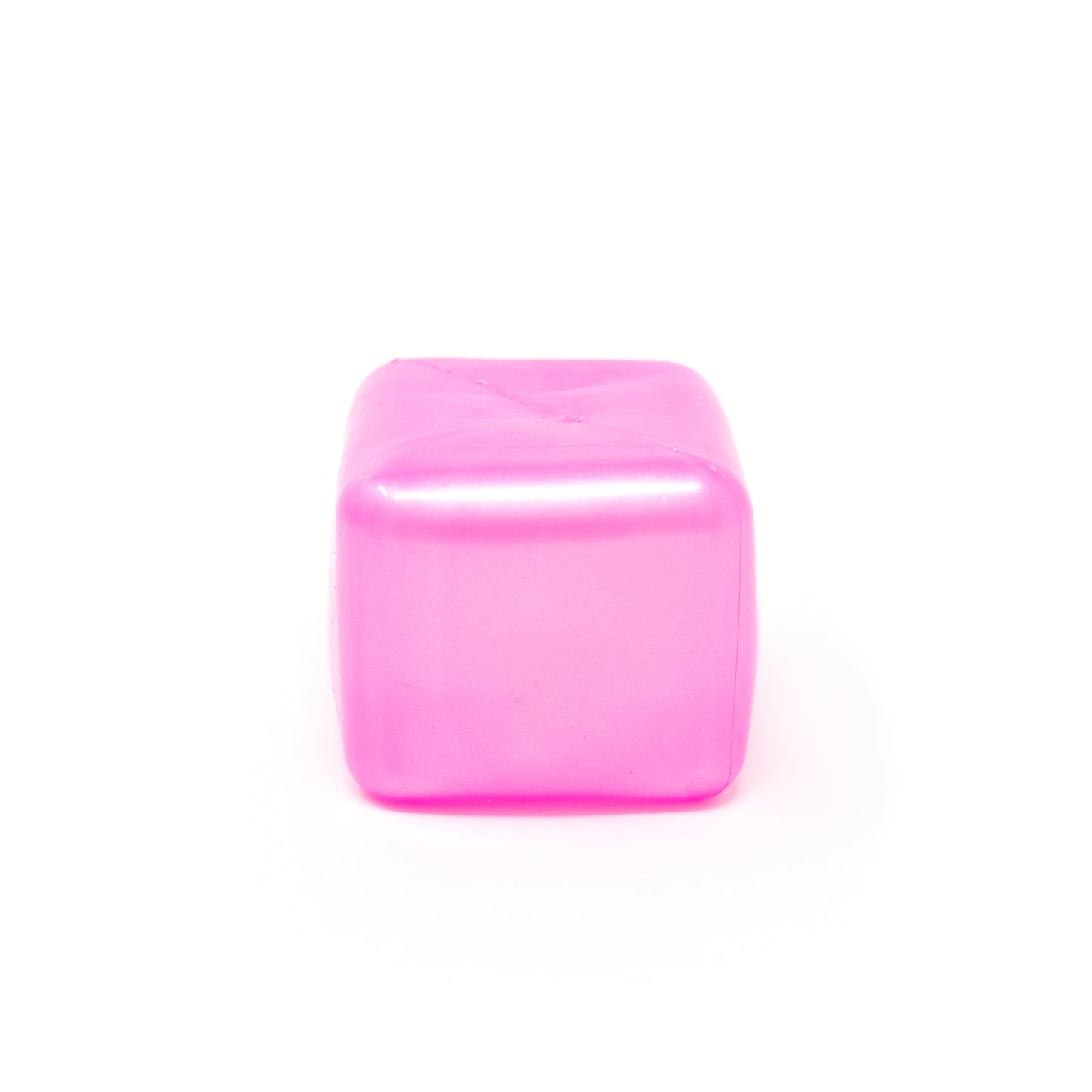 A Sugah-mal Pearl Cube from Bubblegum’s Favorite Toy—a translucent pink plastic cube with smooth, rounded edges and a glossy, light-reflecting surface—is centered on a white background.