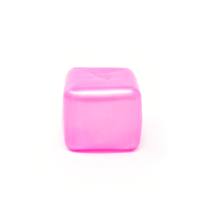 A Sugah-mal Pearl Cube from Bubblegum’s Favorite Toy—a translucent pink plastic cube with smooth, rounded edges and a glossy, light-reflecting surface—is centered on a white background.
