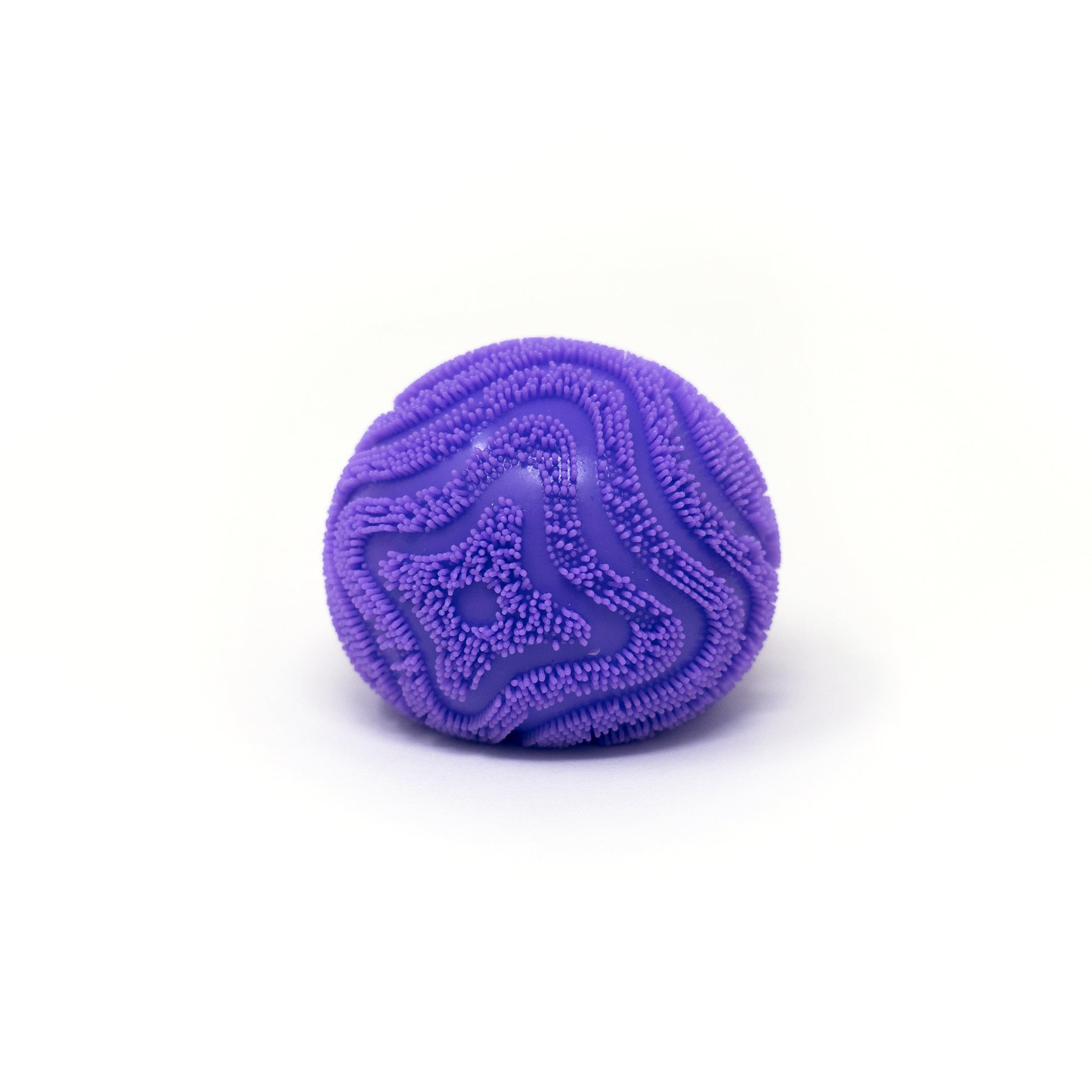 A vibrant purple Maltose Vibe Ball from Bubblegum’s Favorite Toy, featuring textured geometric patterns, rests on a clean white background.